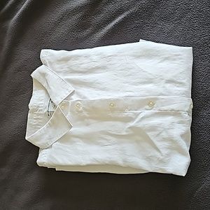 NWOT Crisp White Button Down Long Sleeve Linen Blend Shirt Size Medium